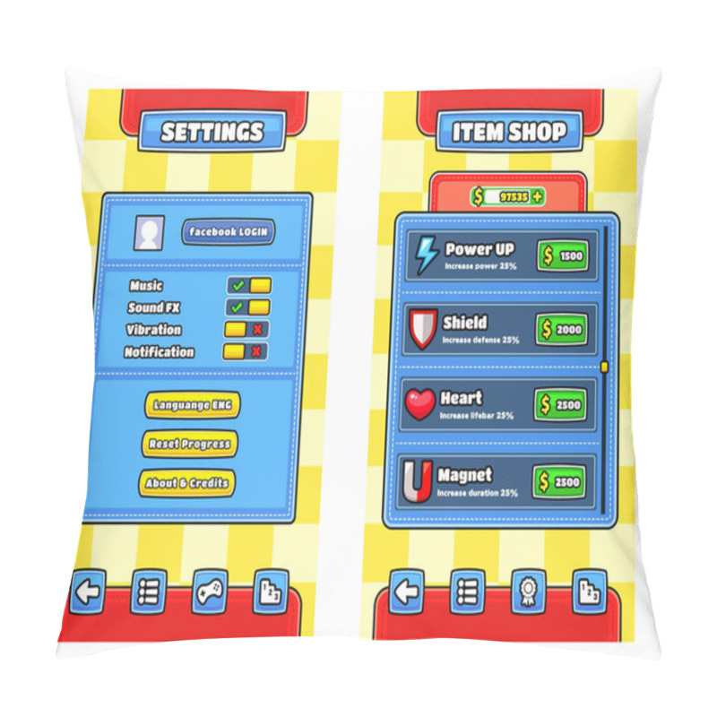 Personality  Pack Of Graphical User Interface Templates To Make A Game. Pillow Covers