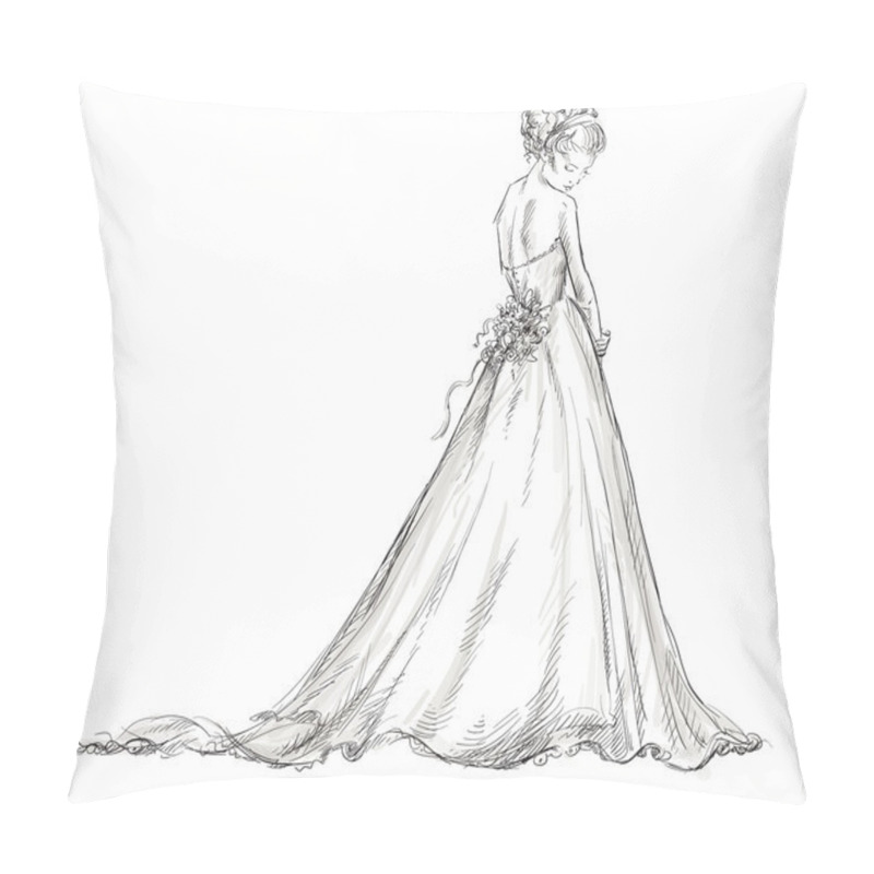 Personality  Bride. Beautiful Young Girl In A Wedding Dress. Pillow Covers