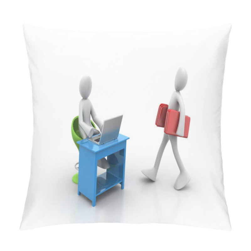 Personality   3d People Carrying The File Folder In Office Pillow Covers