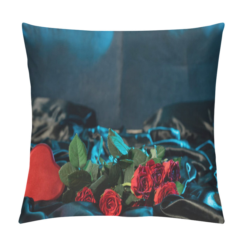 Personality  Roses And Box In Heart Shape On Black Bedding  Pillow Covers