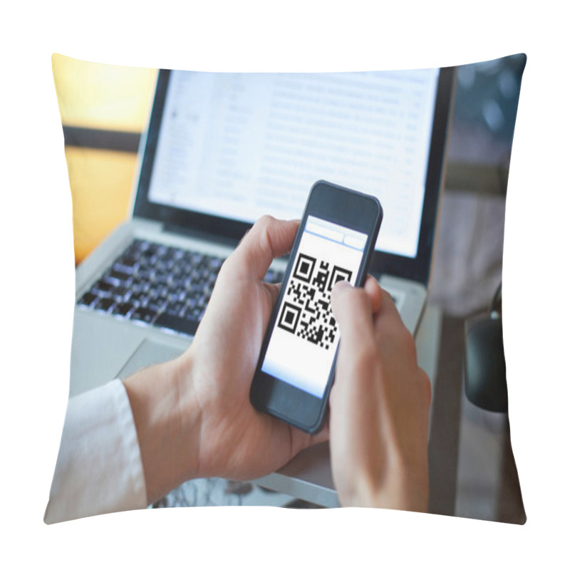 Personality  Smart Phone With Qr Code Pillow Covers