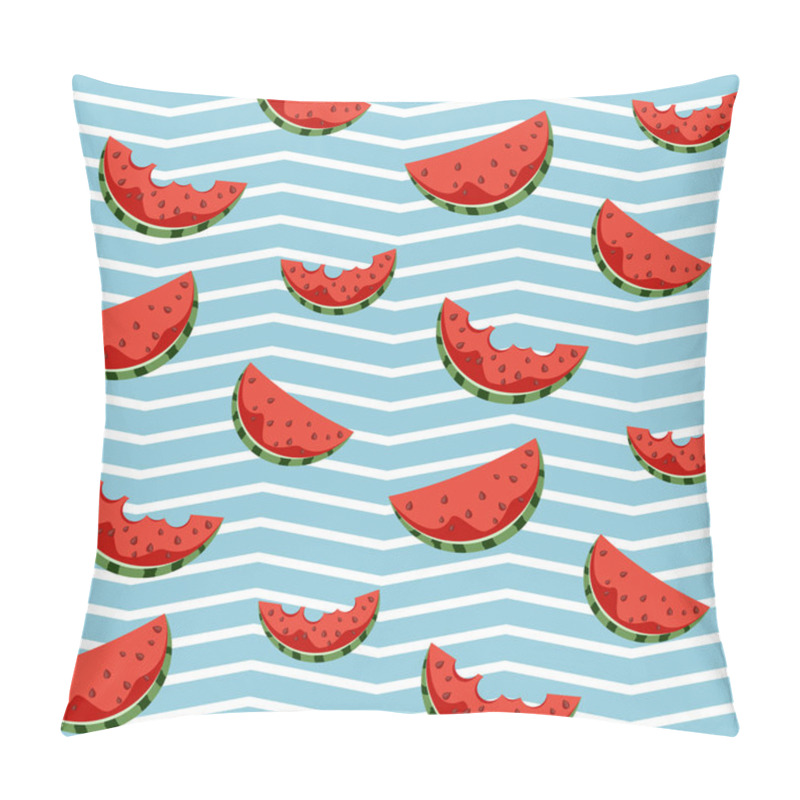 Personality  A Slice Of Watermelon, Ice Cream In The Form. Seamless Fabric. Background, Wrapping Paper, Wallpaper, Ornament, Tiles. Stock Vector. Pillow Covers