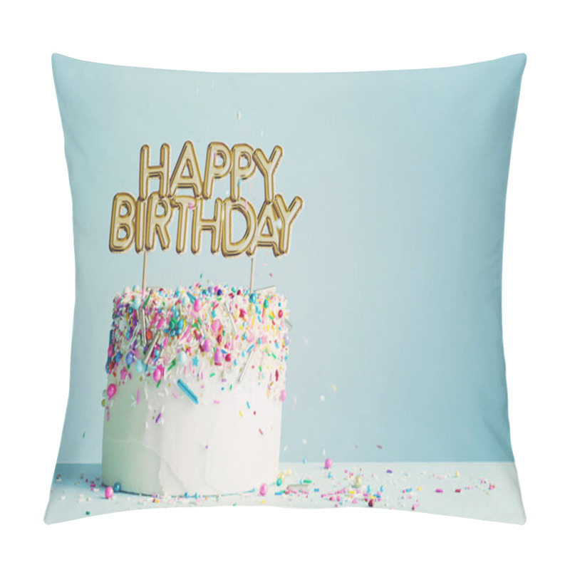 Personality  Birthday Cake With Happy Birthday Banner Pillow Covers