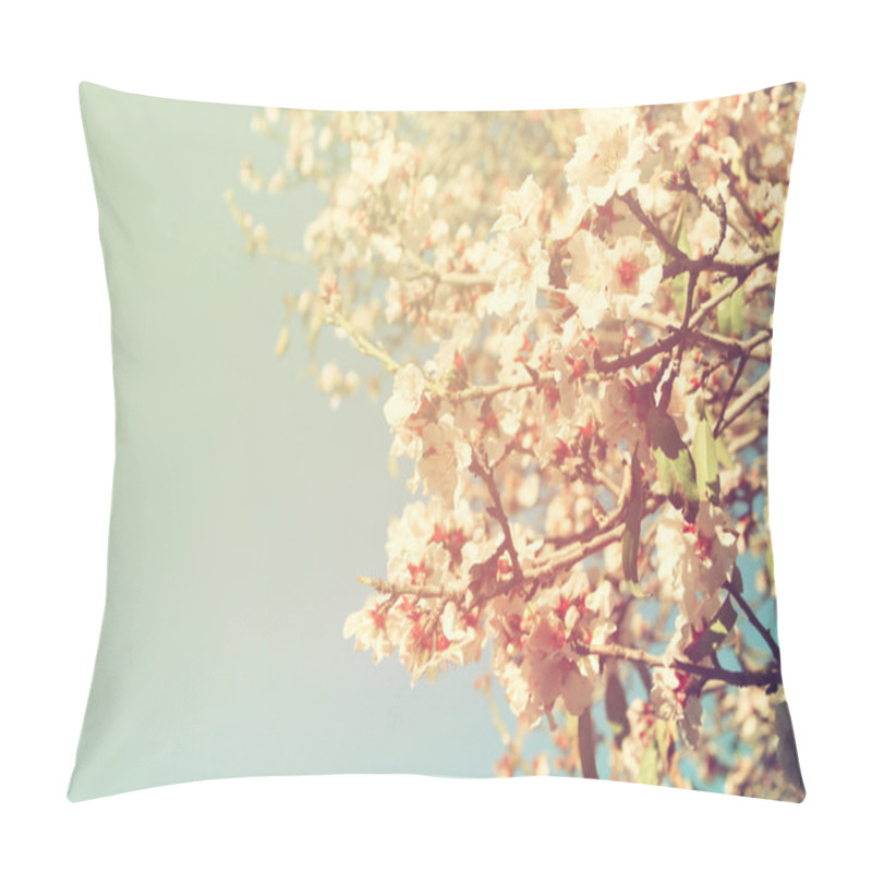 Personality  Abstract Dreamy And Blurred Image Of Spring White Cherry Blossoms Tree. Selective Focus. Vintage Filtered Pillow Covers