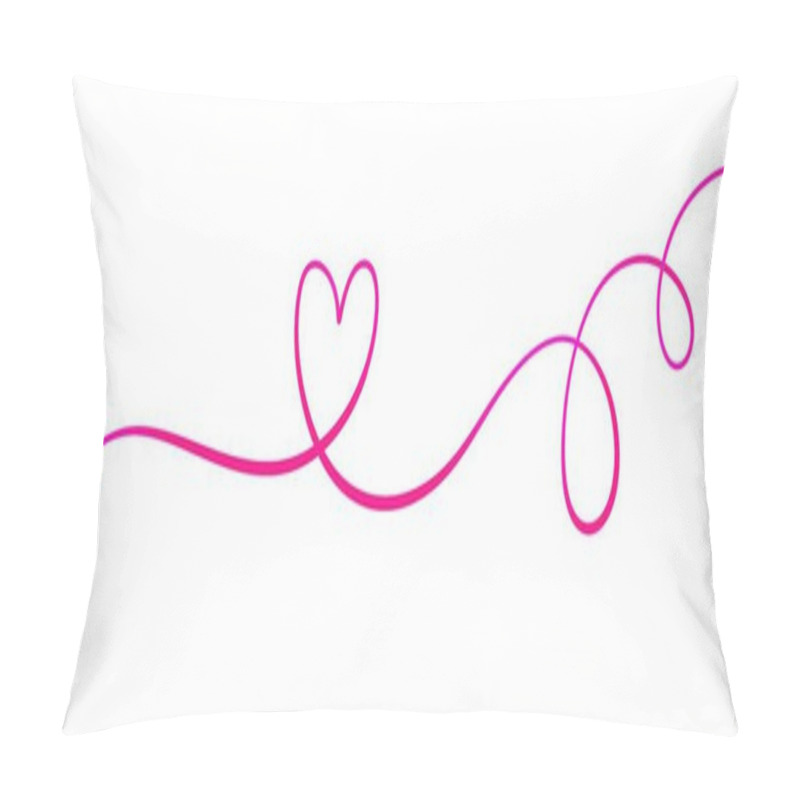 Personality  Pink Gradient Hand Drawn Heart Loop Swirl Ribbon Doodle Isolated Pillow Covers