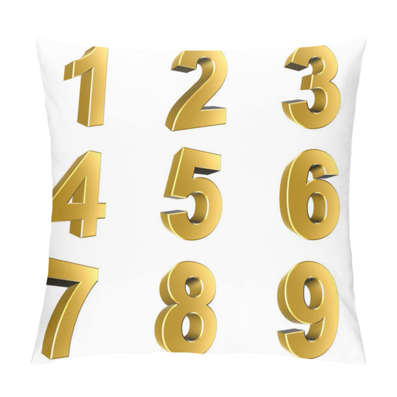 Personality  Number From 1 To 9 In Gold Over White Background Pillow Covers