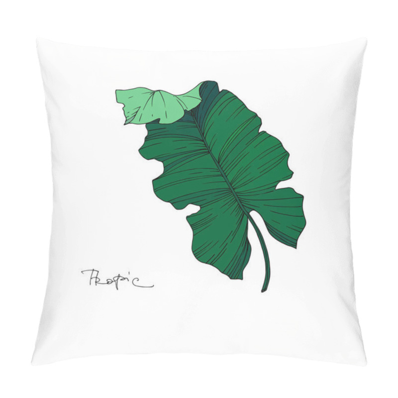 Personality  Vector Palm Beach Tree Leaves Jungle Botanical. Black And White Engraved Ink Art. Isolated Leaves Illustration Element. Pillow Covers