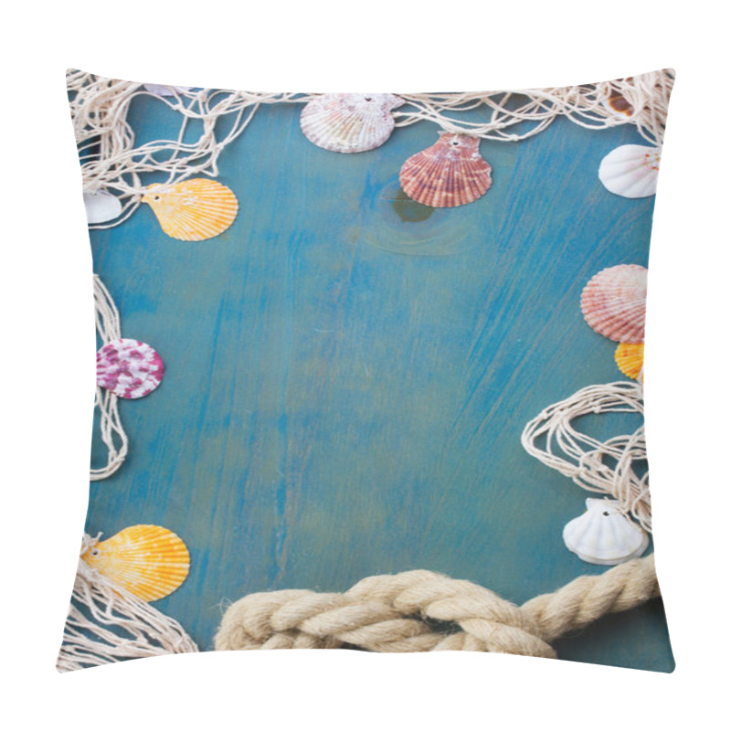 Personality  Fishing Net On Wooden Background Pillow Covers