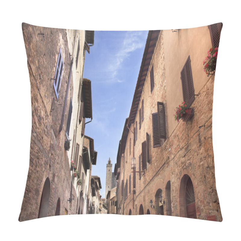 Personality  Narrow Street Via San Giovanni San Gimignano Tuscany Italy Pillow Covers