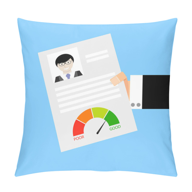 Personality  Holding Credit History In Hand. Credit Application, Vector Illustration Pillow Covers