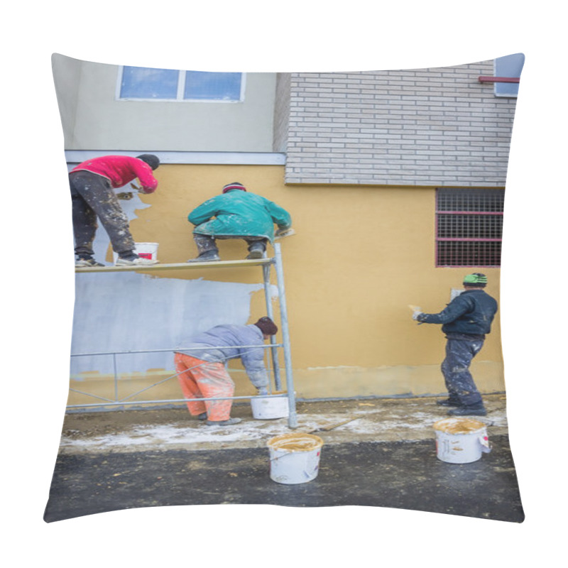 Personality  Builder Workers Plastering Facade Pillow Covers