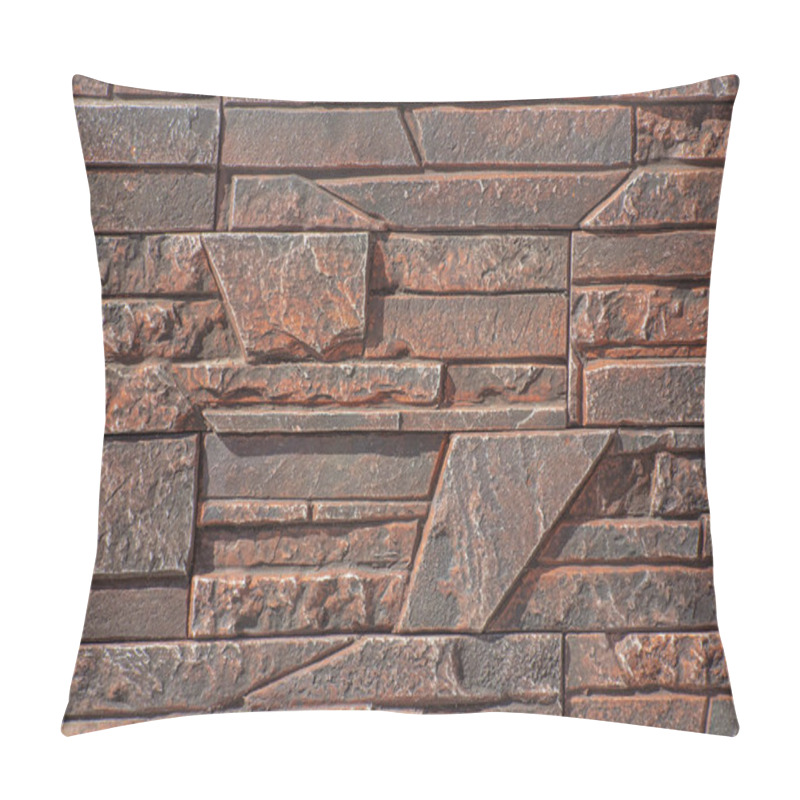 Personality  Texture Of Decorative Stone For Finishing The Facade Of A House With A Brown Tint Pillow Covers