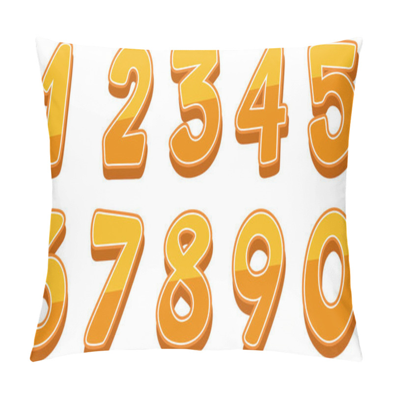 Personality  Font Design For Numbers One To Zero On White Background Illustration Pillow Covers