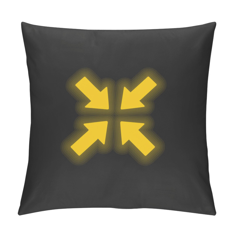 Personality  Arrows Pointing To Center Yellow Glowing Neon Icon Pillow Covers