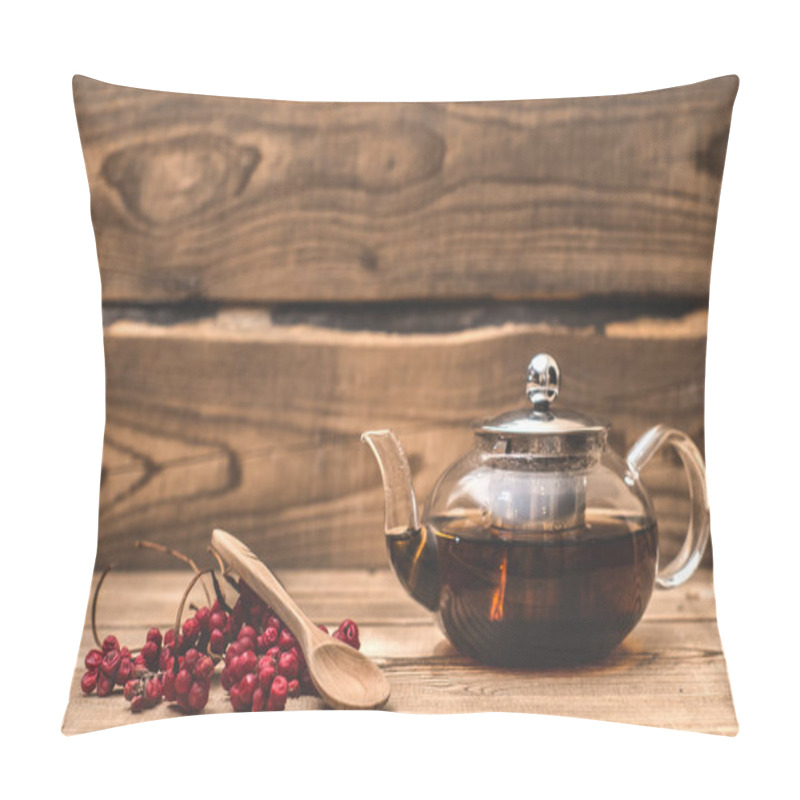 Personality  Transparent Teapot And Schisandra Berries  Pillow Covers