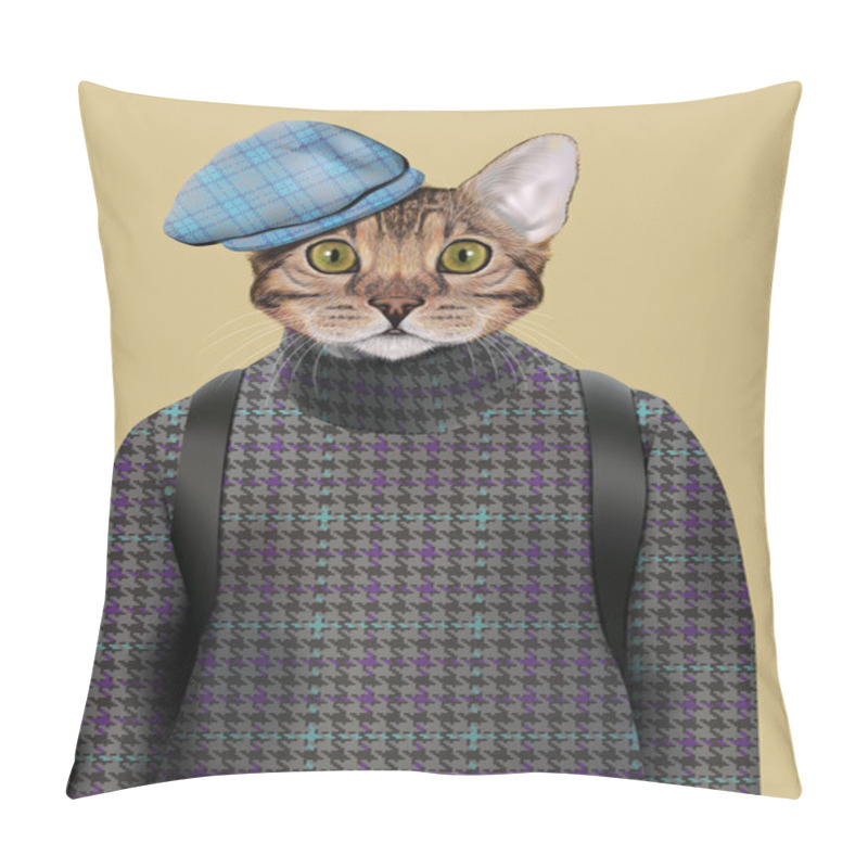 Personality  Cat Boy Dressed Up In Urban Style.  Pillow Covers