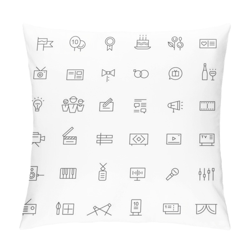 Personality  Icons Of Celebrations, Shows And Media. Black. Thin Lines. Pillow Covers