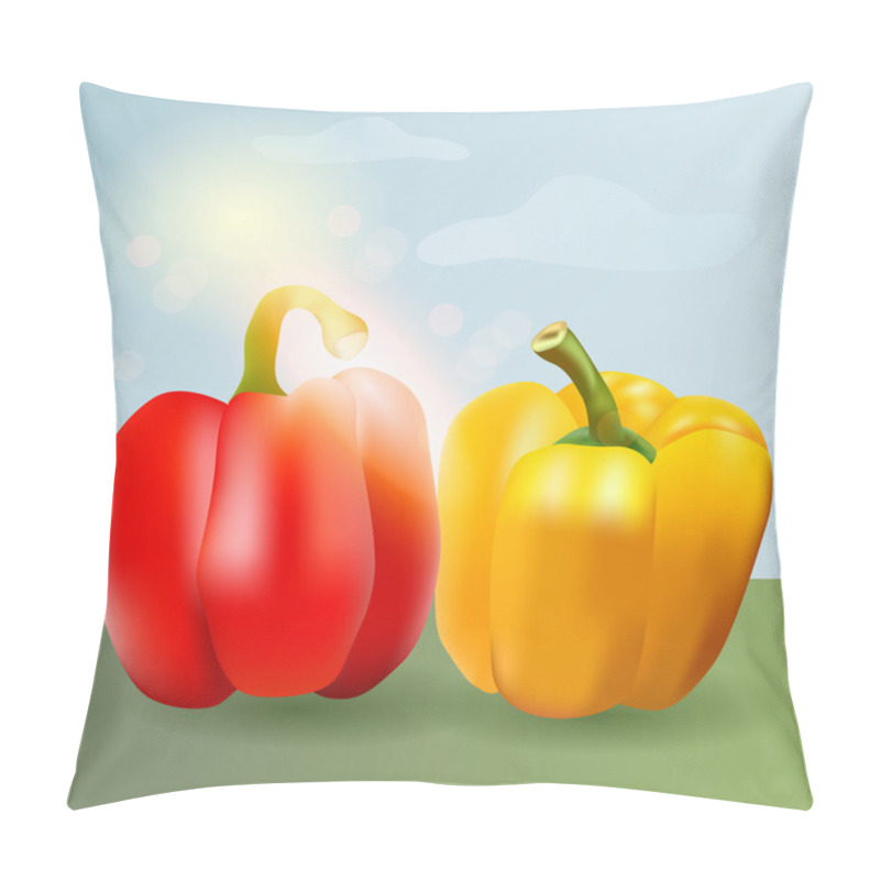 Personality  Sweet Pepper On White, Vector Illustration Pillow Covers