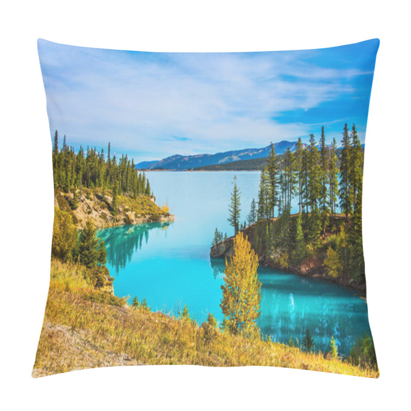 Personality  Indian Summer In Canada, Warm Sunny Day In Autumn. Abraham Lake Is The Most Beautiful Lake In The Rockies. The Concept Of Ecological And Active Tourism Pillow Covers