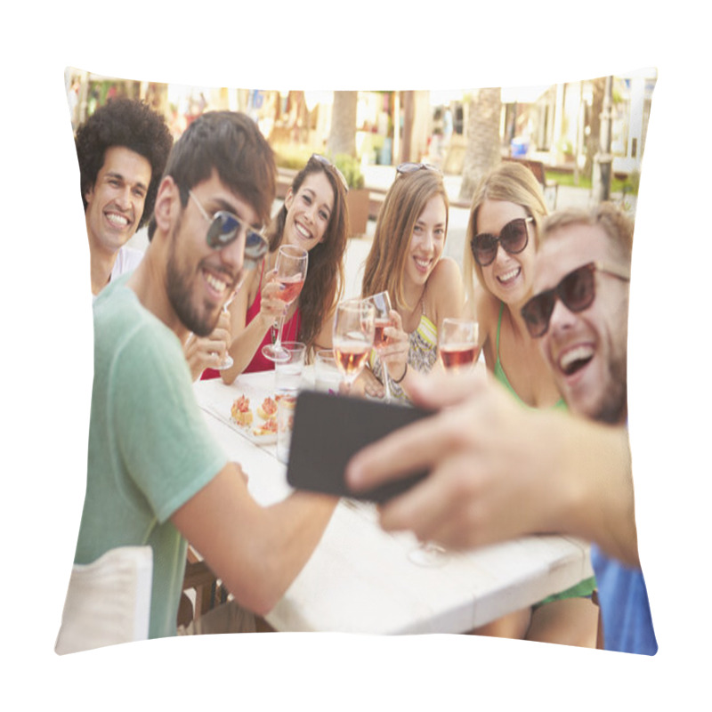 Personality  Friends Taking Selfie During Lunch Pillow Covers