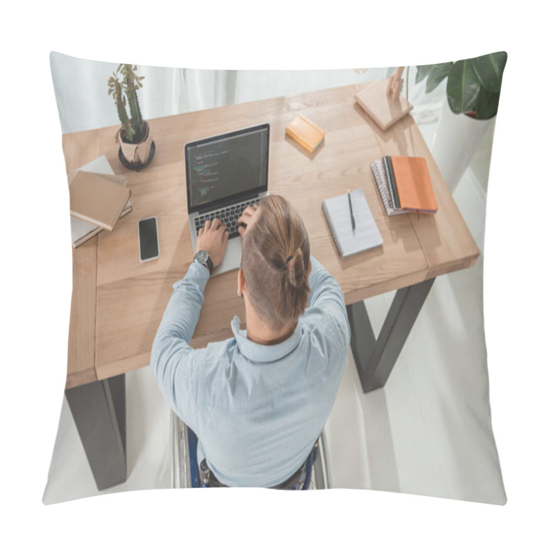 Personality  Disabled Man Using Laptop Pillow Covers