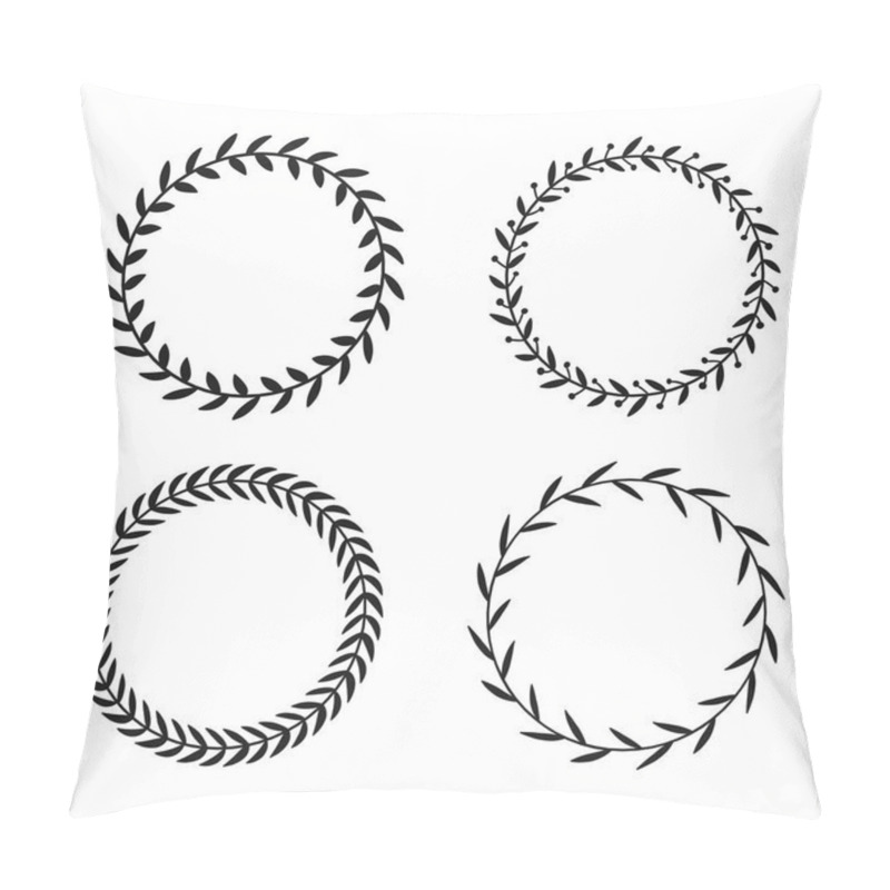 Personality  Collection Of Different Laurel Wreaths. Hand Drawn Vector Round Frames For Invitations, Greeting Cards, Quotes, Logos, Posters And More. Vector Pillow Covers