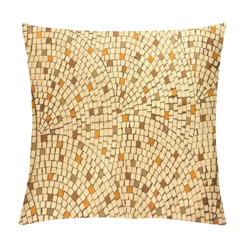 Personality  Looking Straight Down At A Simple Yellowish Ceramic Tile Floor. It Looks Like The Type Of Floor Seen In A Roman Or Greek Villa. Tile Exhibits A Fan Pattern. Pillow Covers