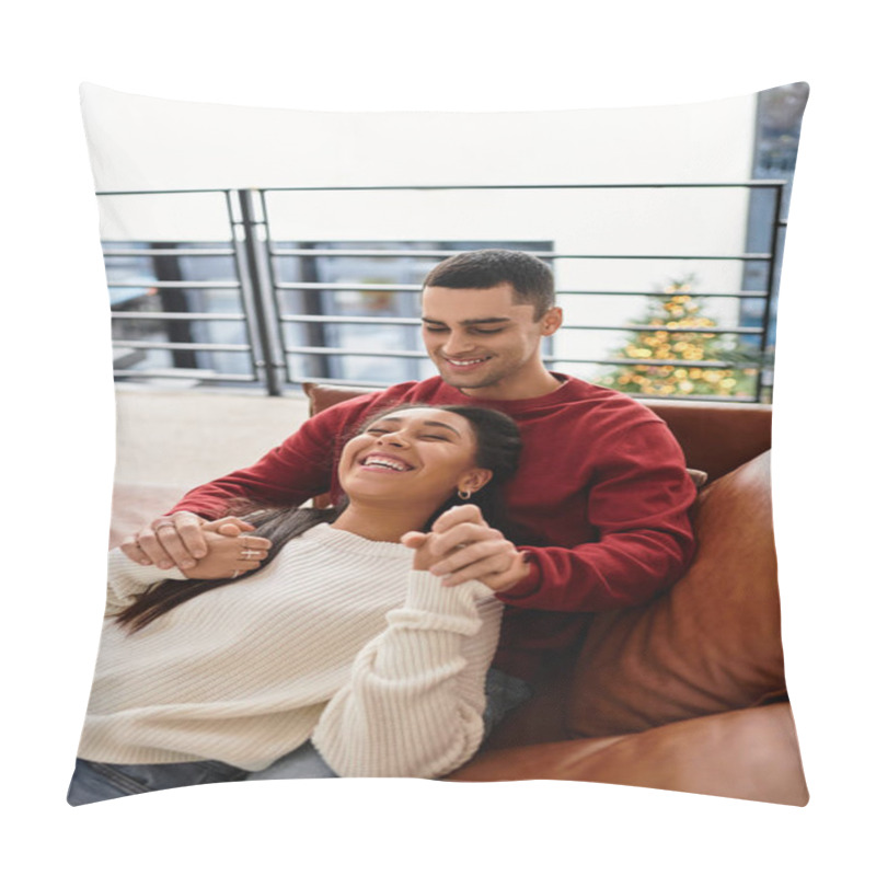 Personality  A Couple Enjoys Each Other's Company, Embracing Warmth And Love In Cozy Winter Attire. Pillow Covers