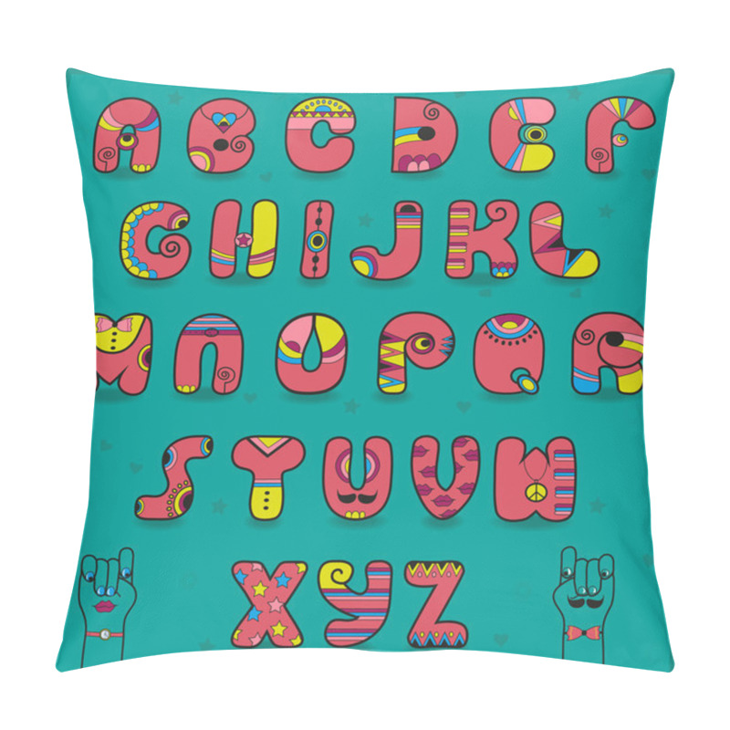 Personality  Candy Alphabet. Funny Pink And Yellow Letters Pillow Covers