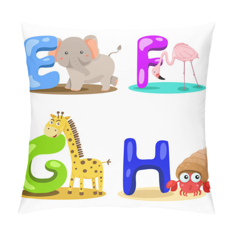 Personality  Illustrator Alphabet Animal LETTER - E,f,g,h Pillow Covers