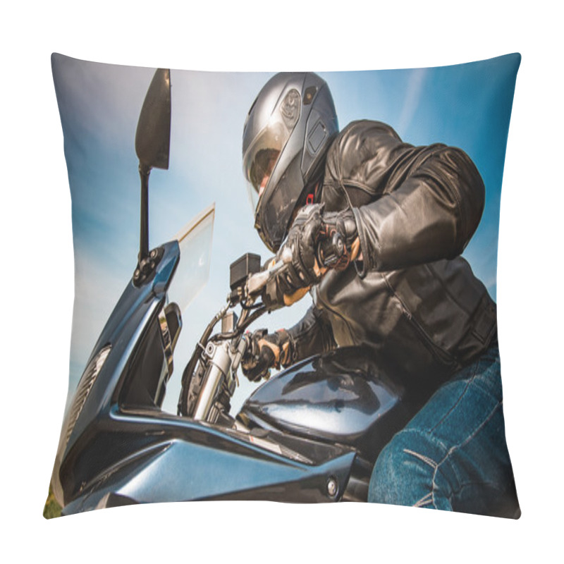 Personality  Biker Racing On The Road Pillow Covers