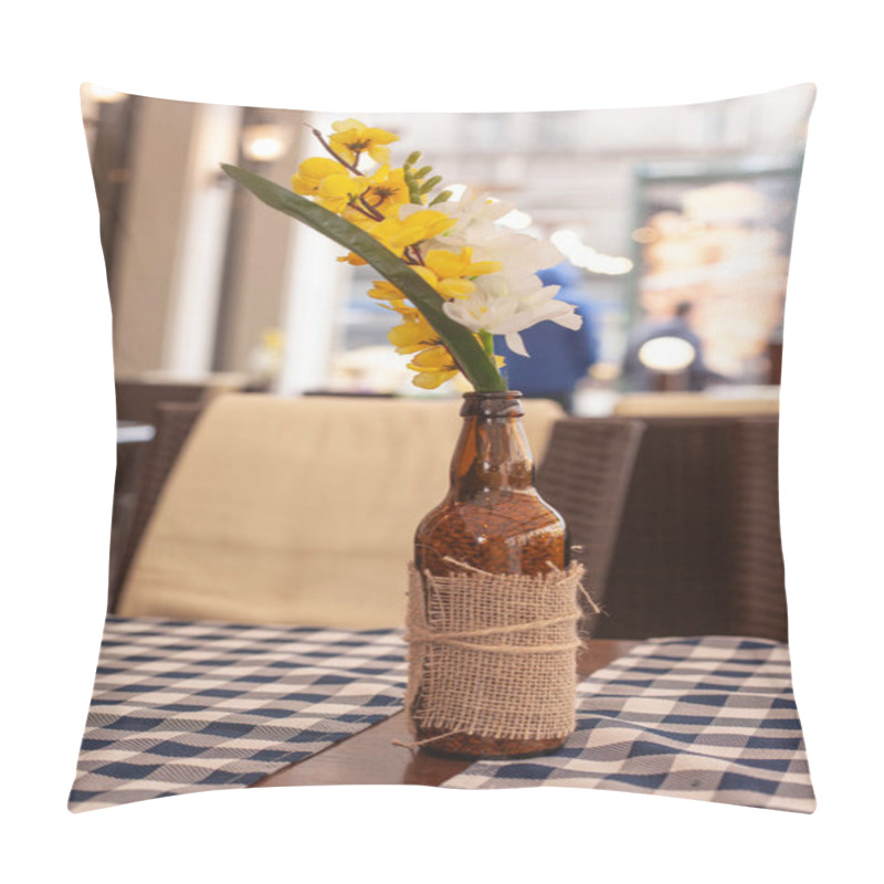 Personality  Photo Of Rustic Floral Centerpiece In A Glass Bottle Pillow Covers