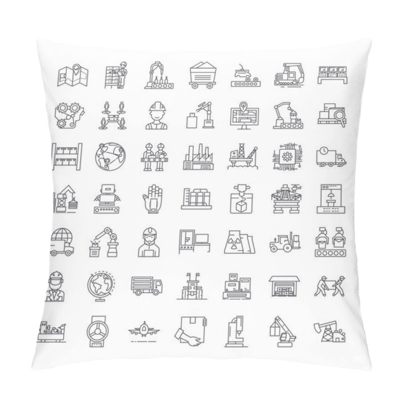 Personality  Industry Automation Linear Icons, Signs, Symbols Vector Line Illustration Set Pillow Covers