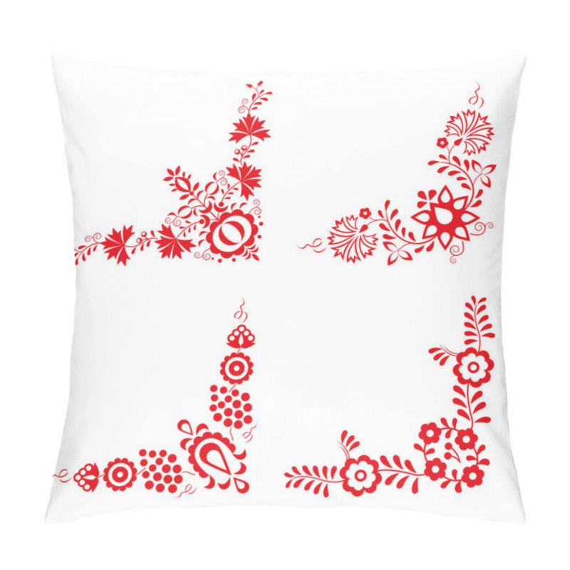 Personality  Set Of Four Traditional Folk Ornaments, Folk Decorative Pattern Pillow Covers