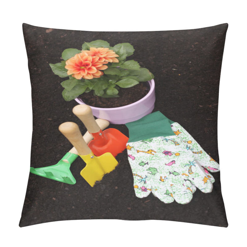 Personality  Dahlia And Gardening Tools Pillow Covers