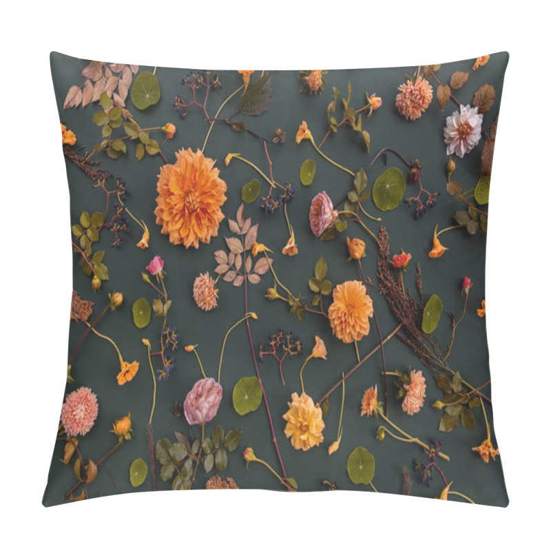 Personality  Composition On Flowers And Leaves ,top View Pillow Covers