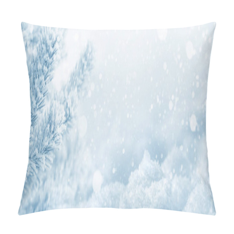 Personality  Winter  Background. Christmas Background With Snow-covered Pine Branch And Snowdrifts Pillow Covers