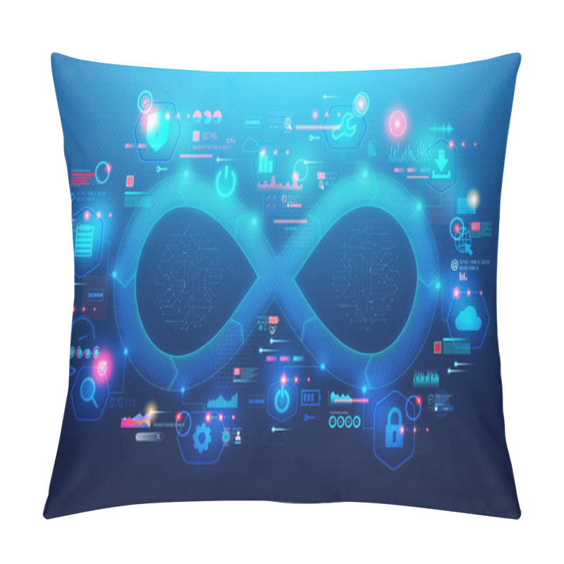 Personality  DevOps And DevSecOps - Approach To App Development And IT Operations That Integrates Security As A Shared Responsibility Throughout The Entire IT Lifecycle - Conceptual Illustration Pillow Covers