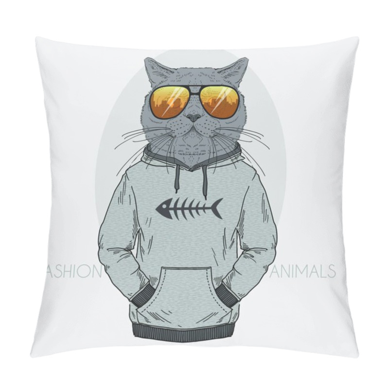 Personality  Cat Male Dressed Up In City Urban Style Pillow Covers