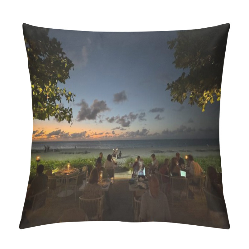 Personality  PROVIDENCIALES, TURKS & CAICOS - APR 20; Infiniti Restaurant & Raw Bar At Grace Bay Club In Providenciales, In The Turks And Caicos Islands, As Seen On April 20, 2024. Pillow Covers