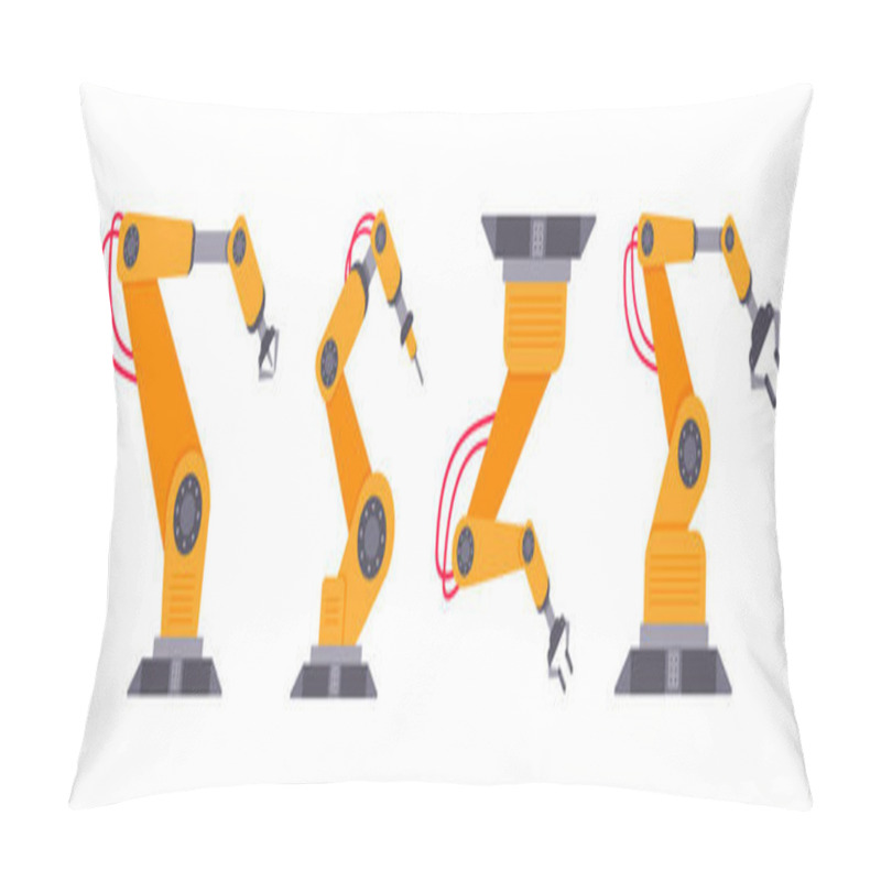 Personality  Robotic Arm Set Flat Style Design Vector Illustration Pillow Covers