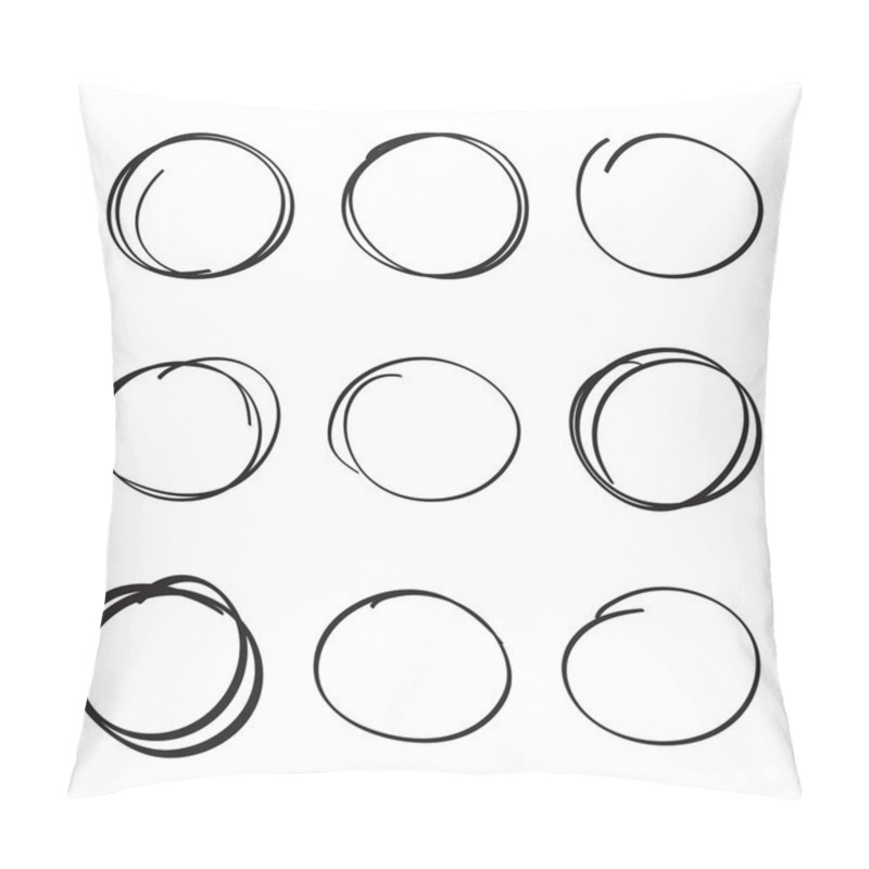 Personality  Set Hand Drawn Ovals, Felt-tip Pen Circles. Pillow Covers