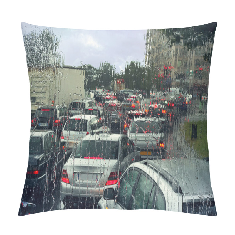 Personality  Traffic Jam On Rainy Day In Paris. Pillow Covers