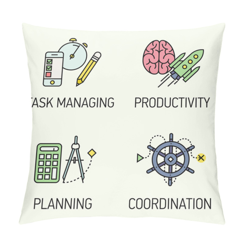 Personality  Management Concept Design Elements. Pillow Covers