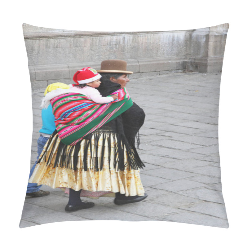 Personality  Bolivian Grandmother Carries Grandchild Pillow Covers