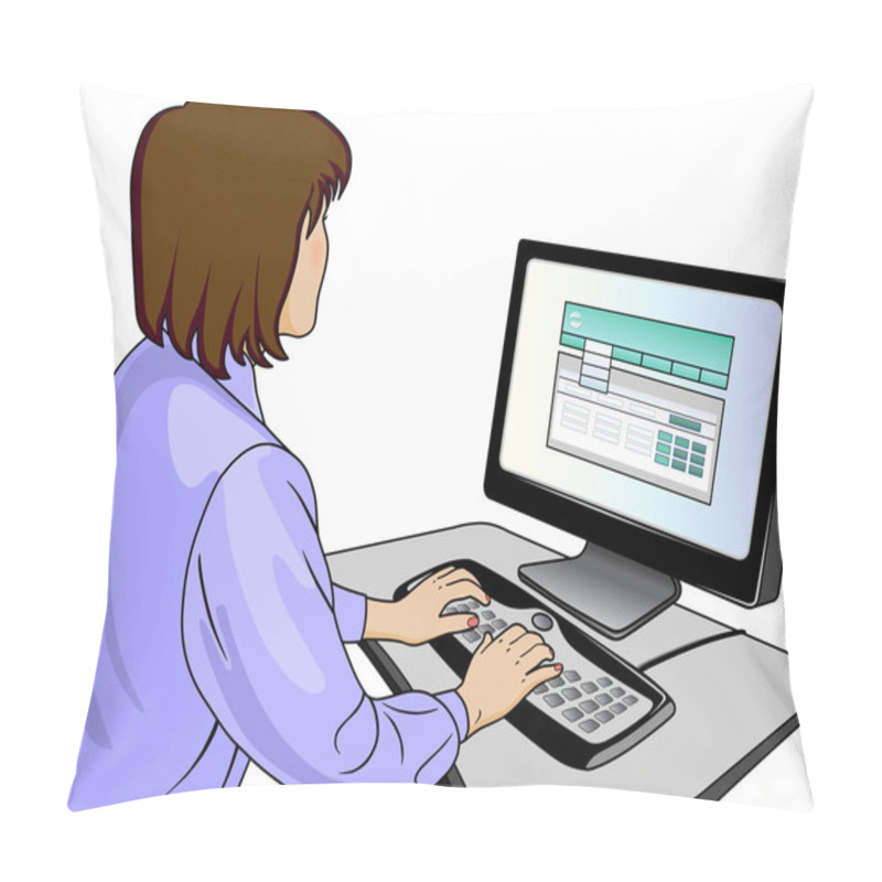 Personality  Woman-programmer Near A Computer Pillow Covers