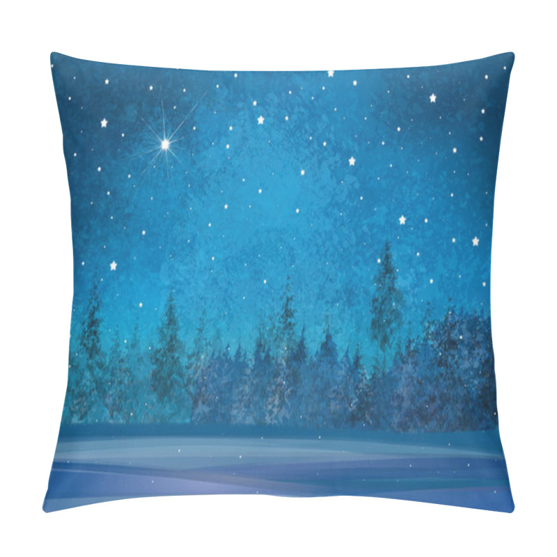 Personality  Vector Winter Wonderland Background. Starry Night Sky And Forest Background. Pillow Covers