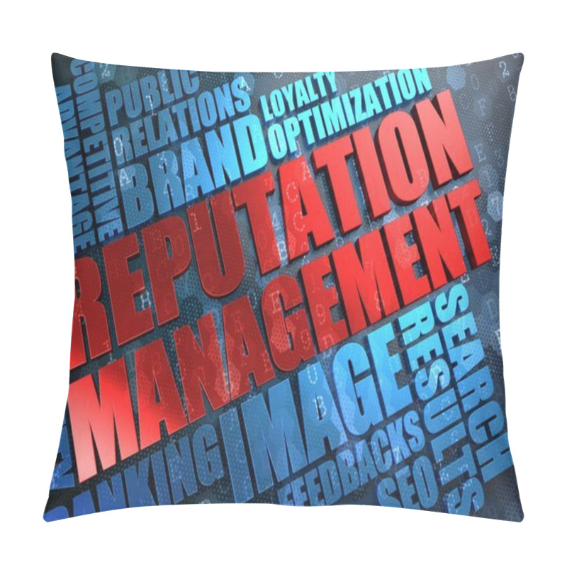 Personality  Reputation Management - Wordcloud Concept. Pillow Covers