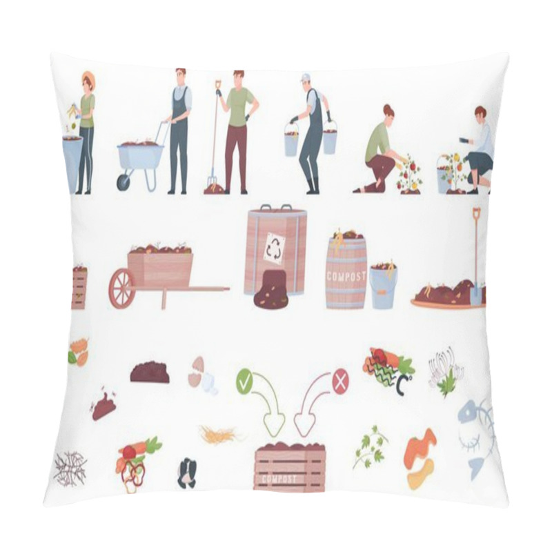 Personality  Compost Agricultural Icon Set Pillow Covers