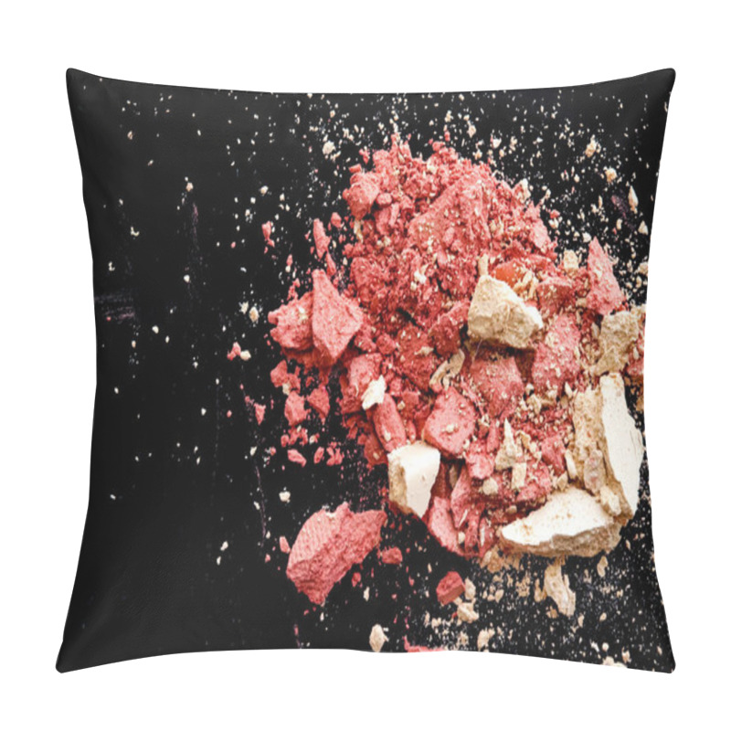 Personality  Crushed Cosmetics, Mineral Organic Eyeshadow, Blush And Cosmetic Powder Isolated On Black Background, Makeup And Beauty Banner, Flatlay Design Pillow Covers